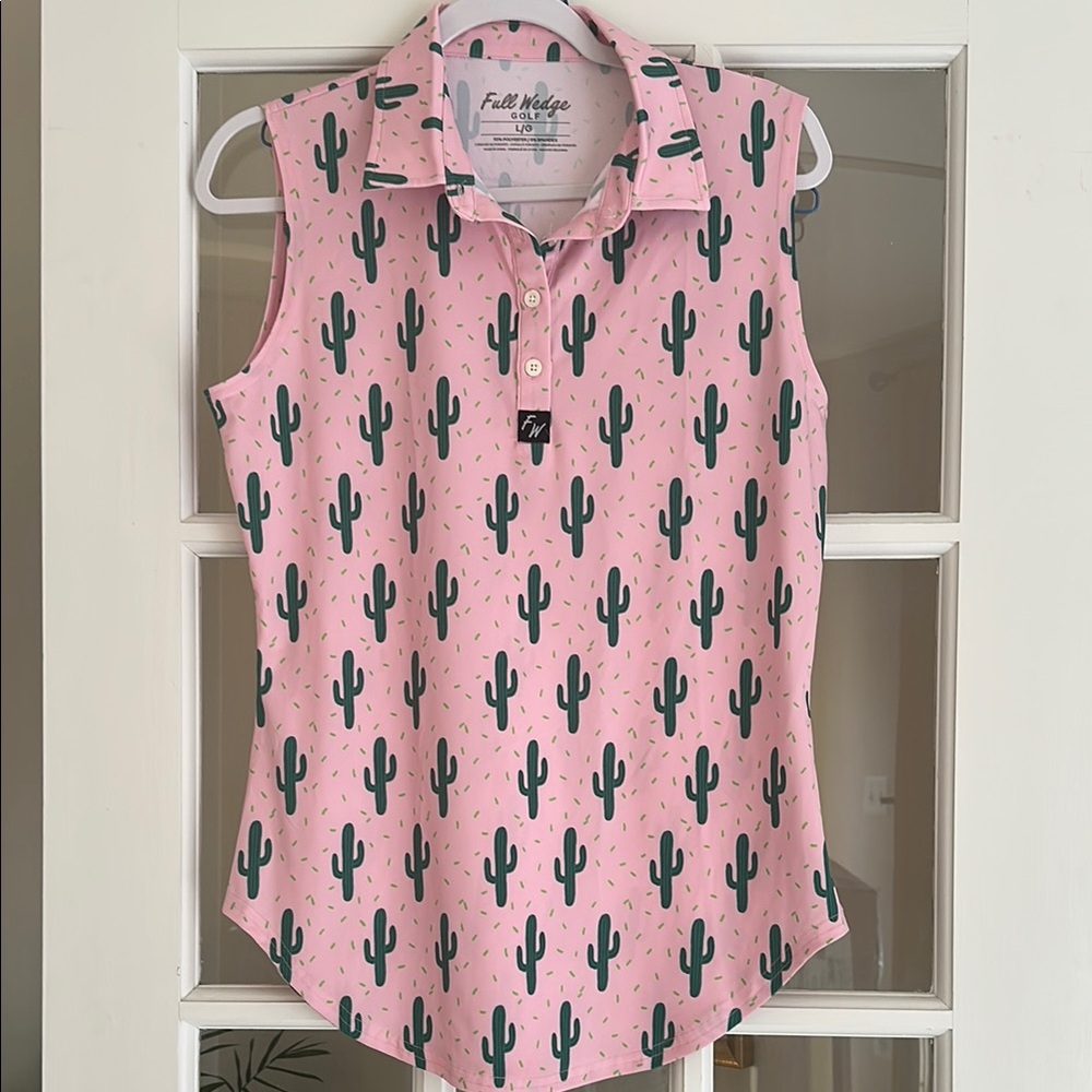 Pink Cactus Print Sleeveless Top